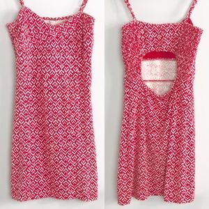 FREE PEOPLE Red Open Back Ikat Print Fitted Dress